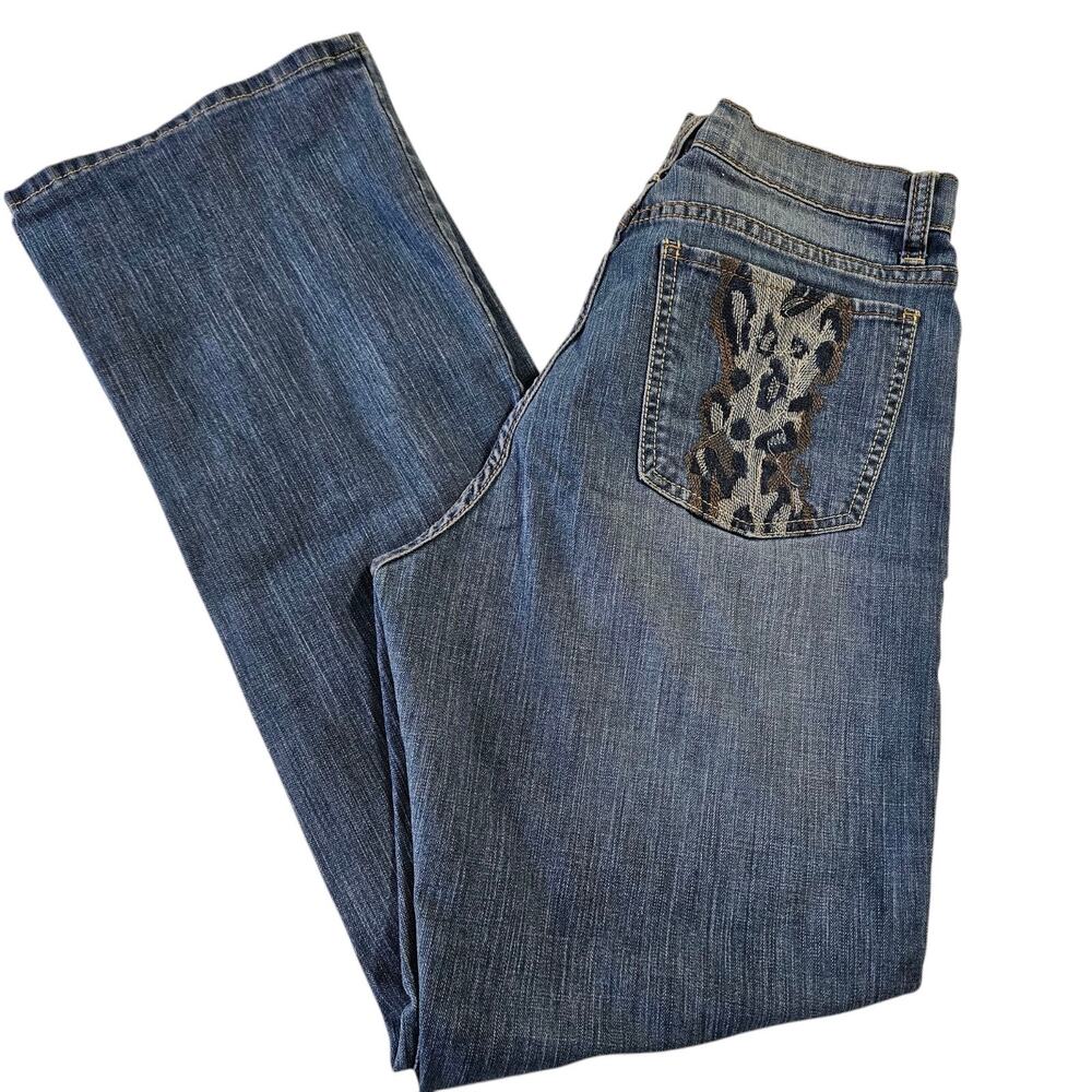 Zena Jeans Size 10 Embellished Pockets Stretchy 5 Pockets Medium Wash/Rise